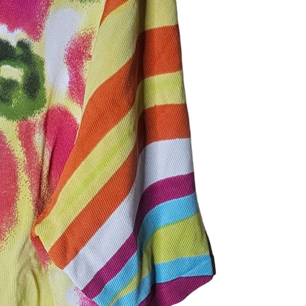 Pierri New York women's water colour floral  short-sleeved v-neck sweater size L - Picture 4 of 6